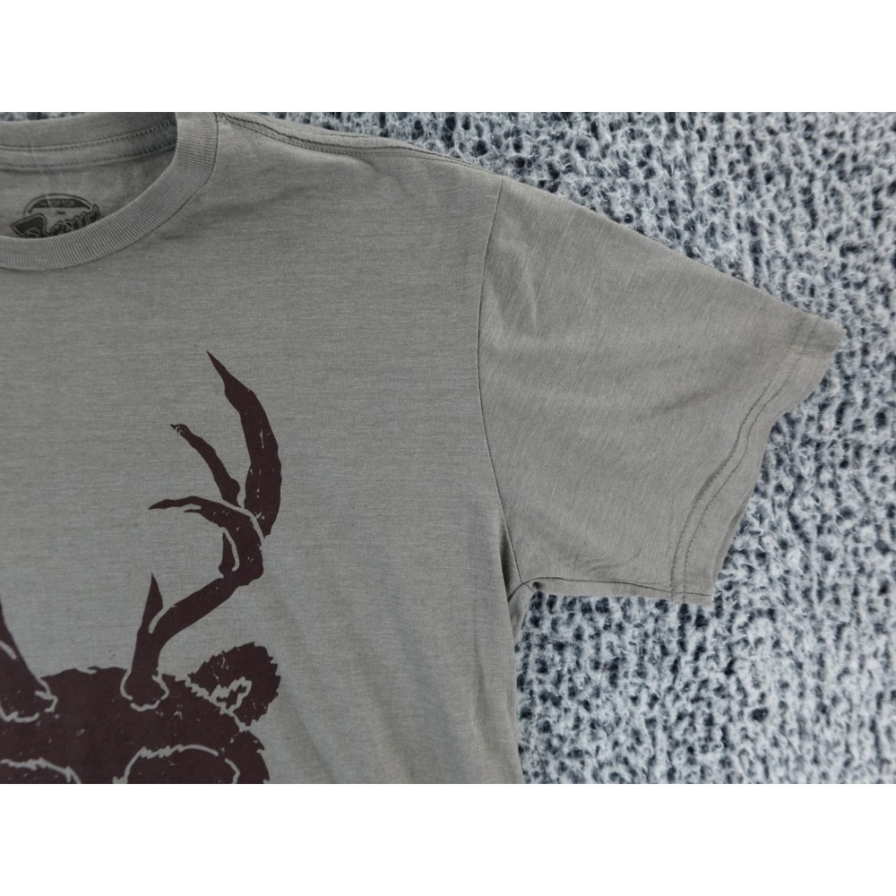 Brew City Mens Graphic T Shirt Bear Antlers Beer Print Short Sleeve Gray Large - Picture 3 of 12